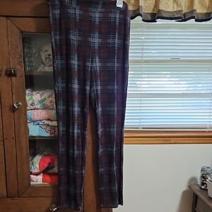 Cato Plaid Straight Leg Pants - Maroon/Berry and Black
